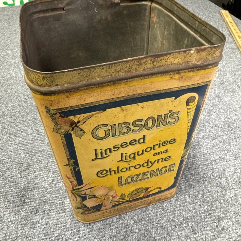 1900 Gibson's Linseed Liquorice & Chlorodyne‎ Tin